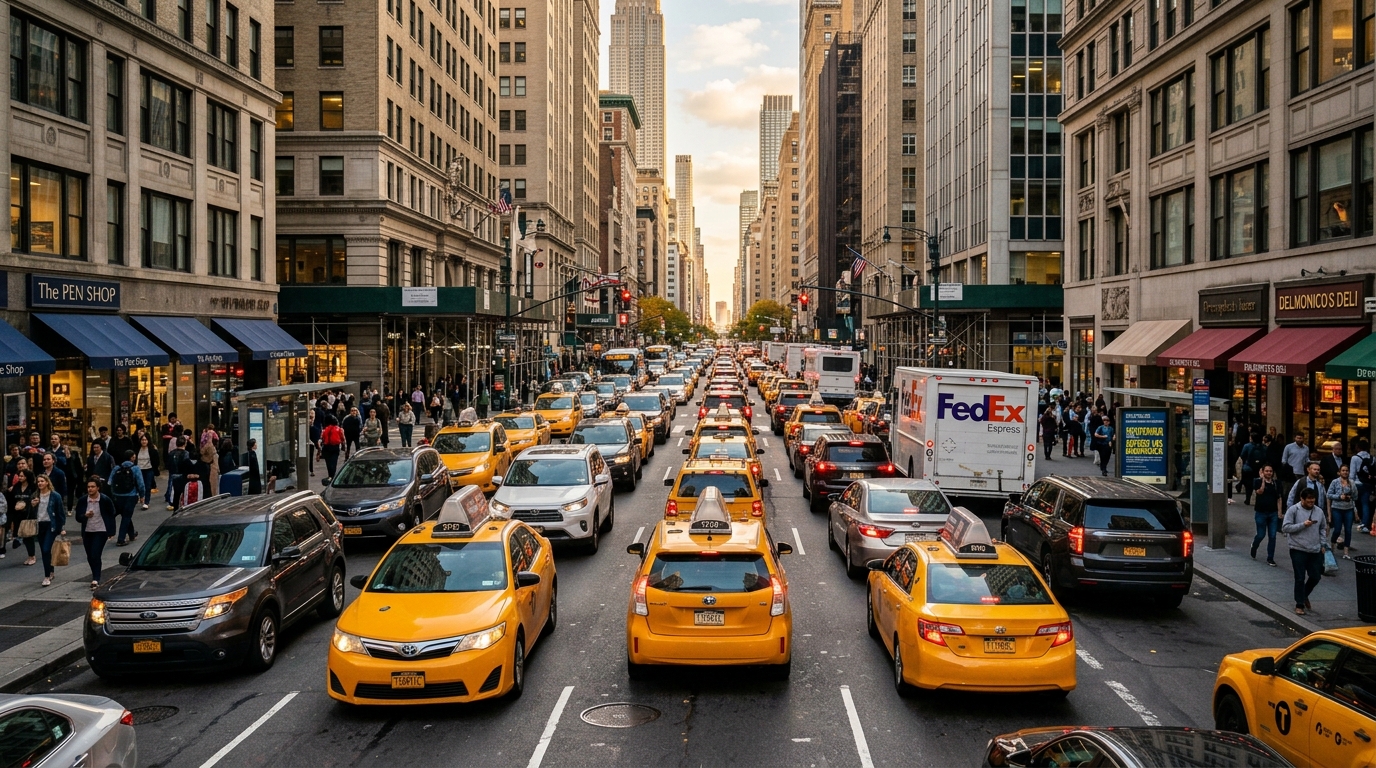 Car insurance in New York - busy NYC street with traffic