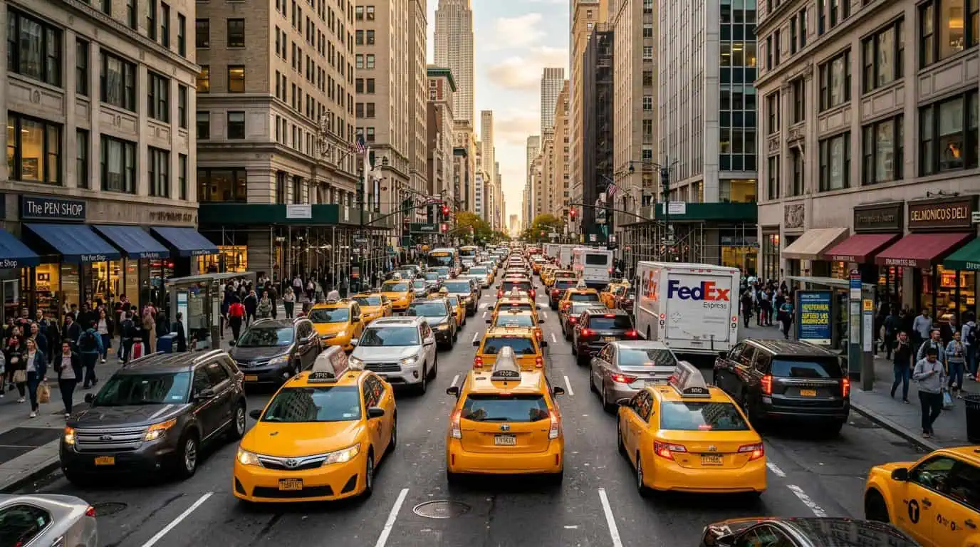 Car insurance in New York - busy NYC street with traffic