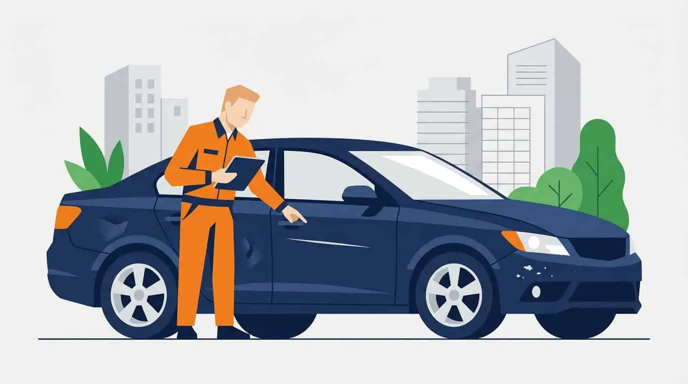 Cosmetic damage inspection on a car — K&N Insurance Brokerage