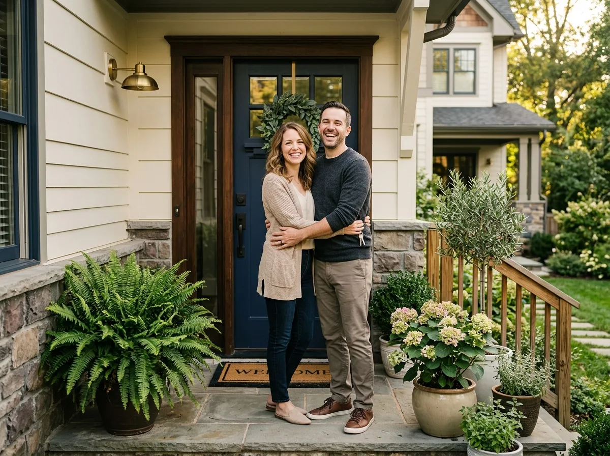Couple at their front door