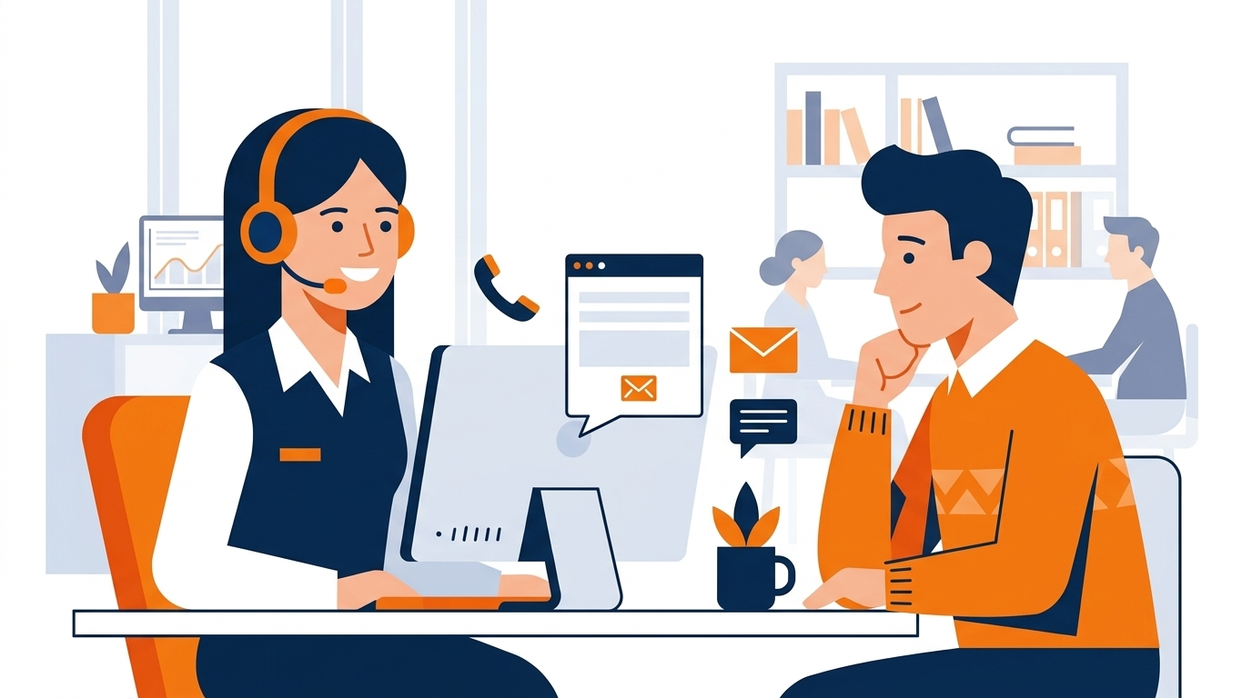 Contact K&N Insurance Brokerage — friendly broker helping client