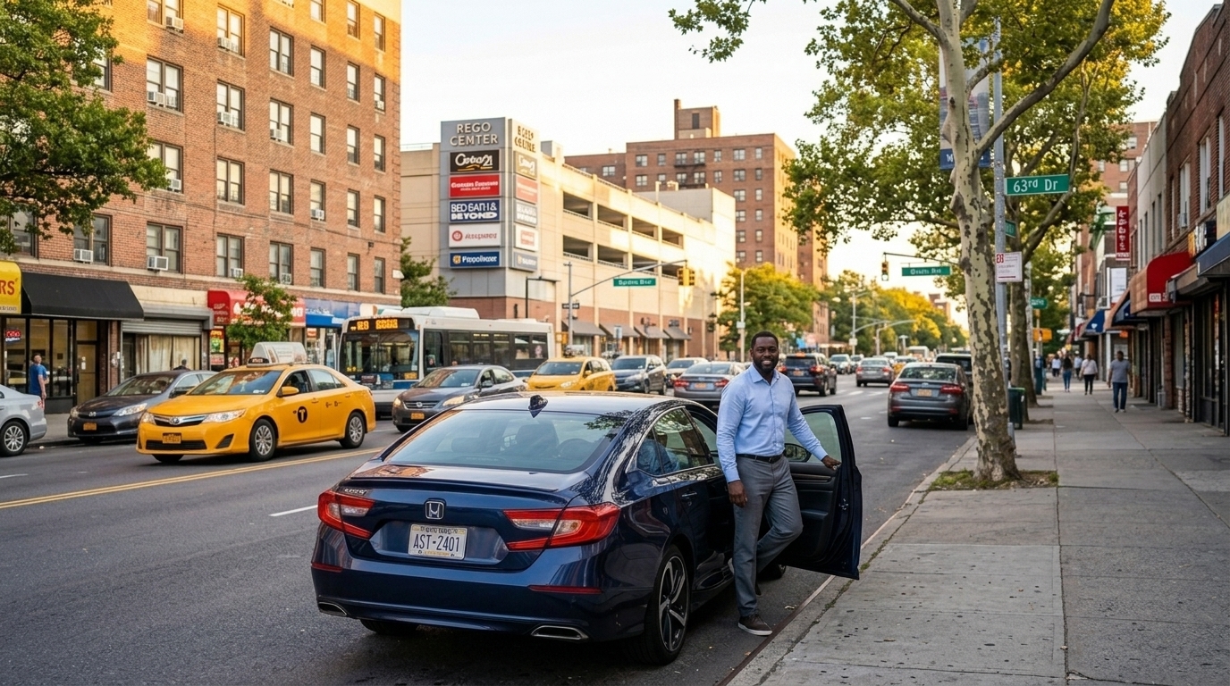 Car insurance in Rego Park Queens — Queens Boulevard with Rego Center mall